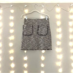 Loft Tweed Skirt, Black and White, Front Pockets